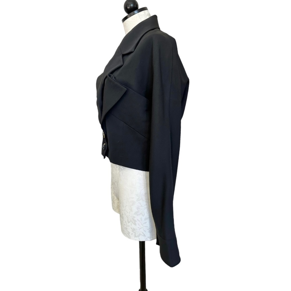 Karl Lagerfeld Vintage Cropped Jacket Triple Lapel Made in France Wool & Silk - Picture 7 of 12